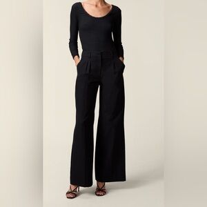 Rouje Black High-Waist Wide Leg Trousers
